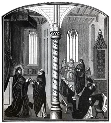 A Birching in a School of Mendicant Monks, från Ms.21,252, illustration från 